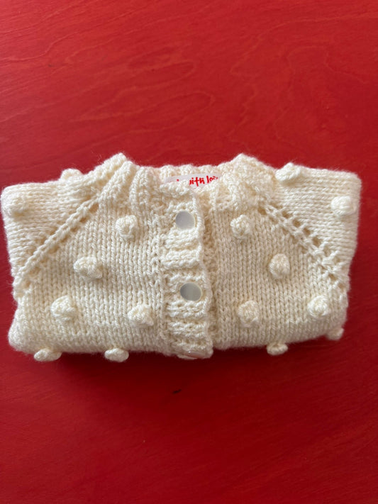Cream Handknitted Popcorn Cardigan