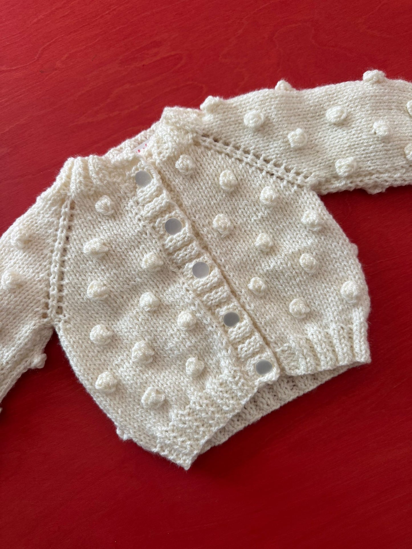 Cream Handknitted Popcorn Cardigan