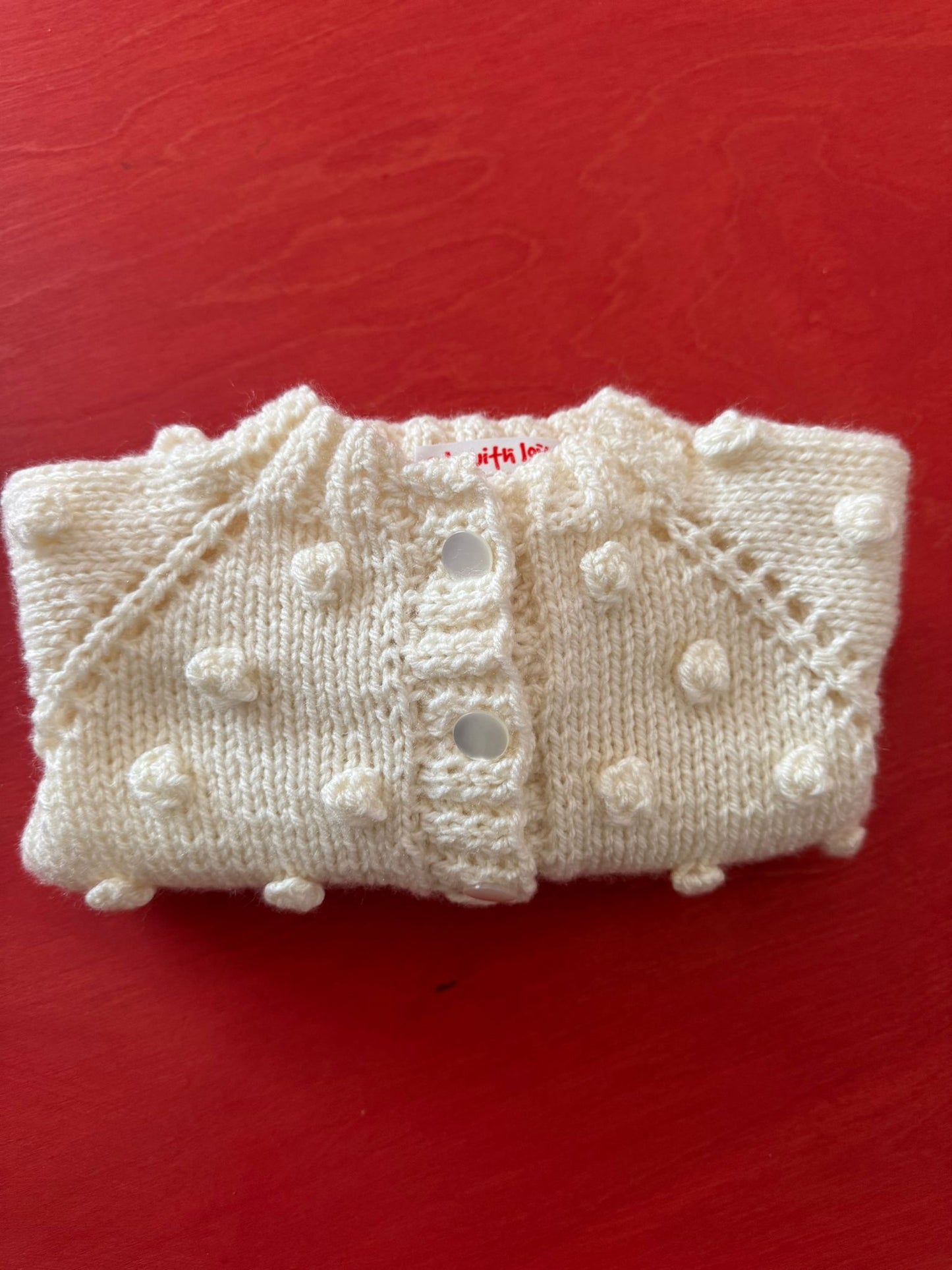 Cream Handknitted Popcorn Cardigan